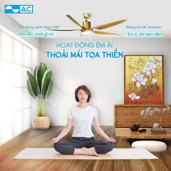 Quạt trần 5 cánh ACF03D665 Điều khiển Remote, Hiệu AC (Bảo hành chính hãng)