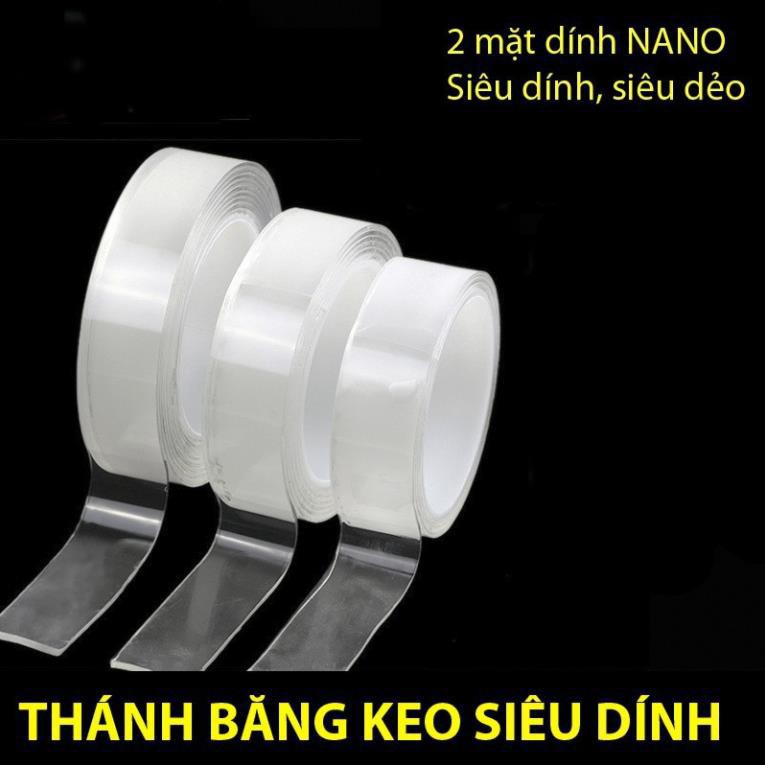 [Hàng Cao Cấp] (Loại dày) Băng keo 2 mặt đa năng siêu dính chắc 2 bản 3m silicon trong suốt dán hai tường