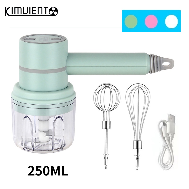 Máy xay tỏi tích hợp trộn thức ăn cầm tay 2 trong 1 3 tốc độ sạc cổng usb