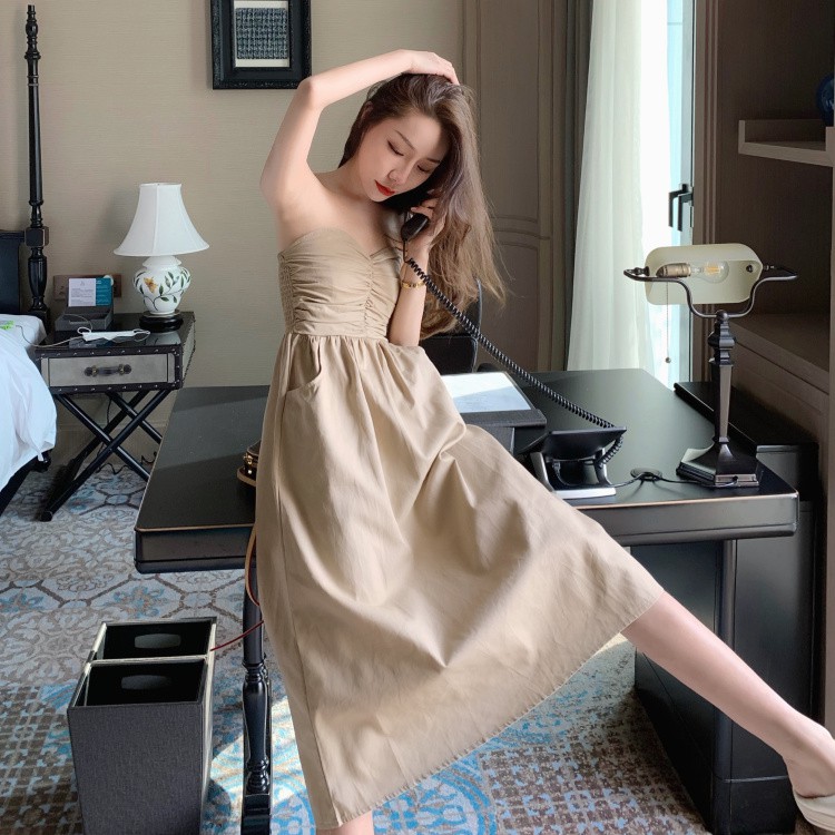 Đầm Hai Dây Xếp Ly Lưng Cao Thời Trang Du Lịch Quyến Rũ Cho Nữ | BigBuy360 - bigbuy360.vn