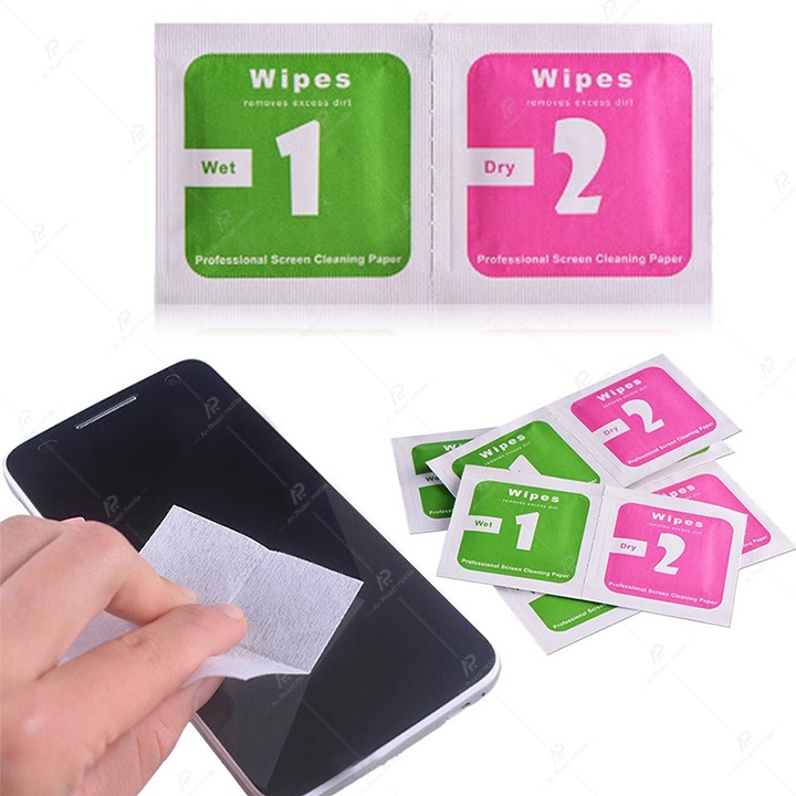 Giấy Lau Kính 1 & 2  - Bộ Khăn Vệ Sinh Màn Hình Điện Thoại và Kính Cường Lực Cao Cấp