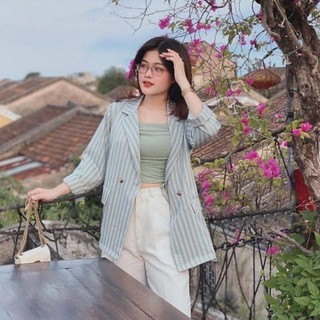 ÁO VEST NỮ, ÁO KHOÁC BLAZER XANH,CÓ VIDEO THẬT