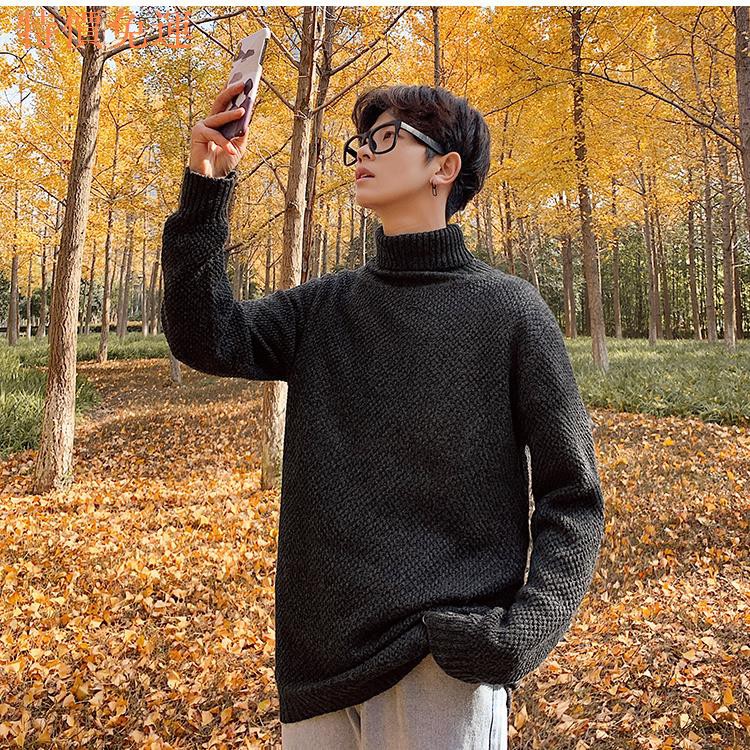 Áo Sweater Dệt Kim Cổ Lọ Dáng Rộng Phối Nhung Dày Cá Tính Cho Nam | BigBuy360 - bigbuy360.vn