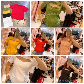 Áo thun khoét ngực rút eo big size 60-80kg