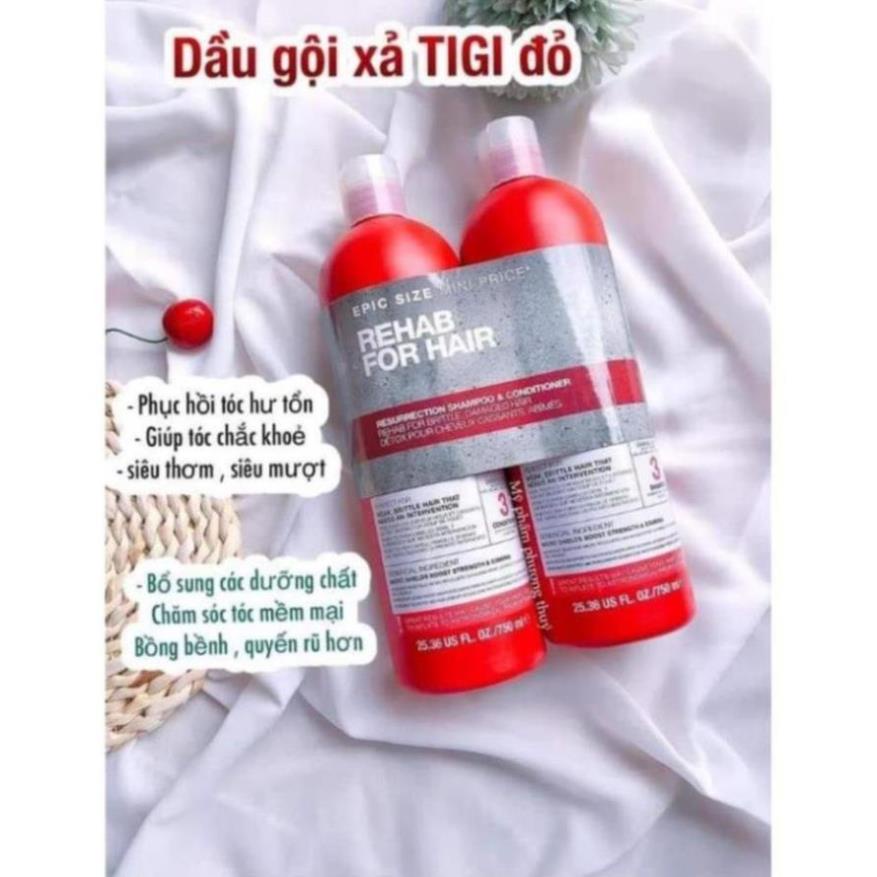 [SIÊU KHUYẾN MÃI]  TIGI BED HEAD ĐỎ - CẶP DẦU GỘI + XẢ PHỤC HỒI HƯ TỔN - 2 CHAI 750ML Chuẩn chính hãng USA