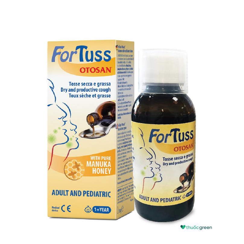 Siro ho Fortuss Otosan giúp làm dịu cơn ho, bảo vệ họng, giảm khản giọng ho khan,ho có đờm. chai 180ml