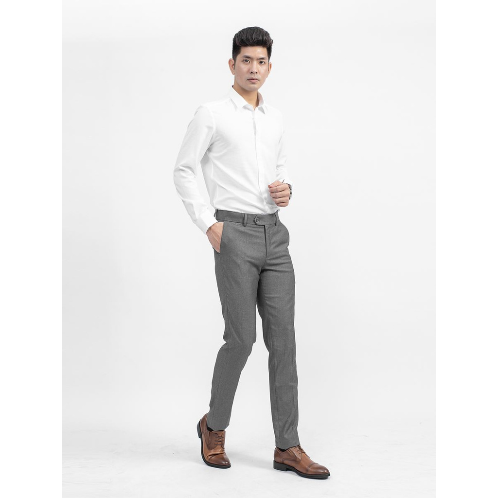 Áo Sơ Mi Nam Tay Dài Aristino ALS08009 Màu Trắng Caro Dệt Lỗ Kiểu Dáng Slim Fit Chất Liệu Nano