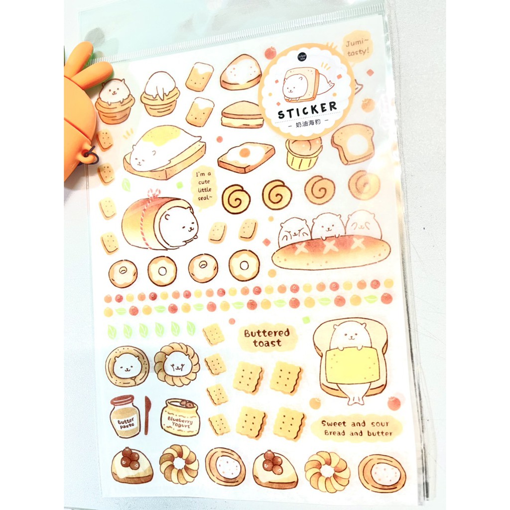 Sticker Bánh mì nướng dễ thương dùng để trang trí dán điện thoại/sổ nhật ký/ đồ dùng/album B Accessories