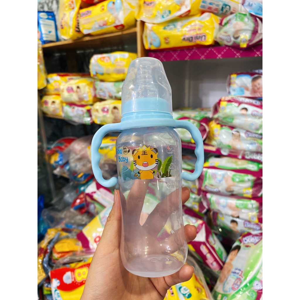 Bình Sữa Gold Baby PP cổ hẹp có quai cầm không BPA an toàn cho bé