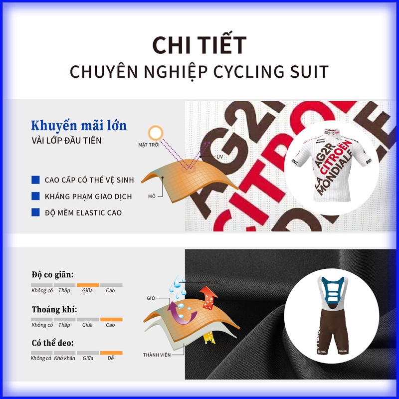 Bộ quần áo thể thao đi xe đạp thoáng khí nhanh khô thời trang