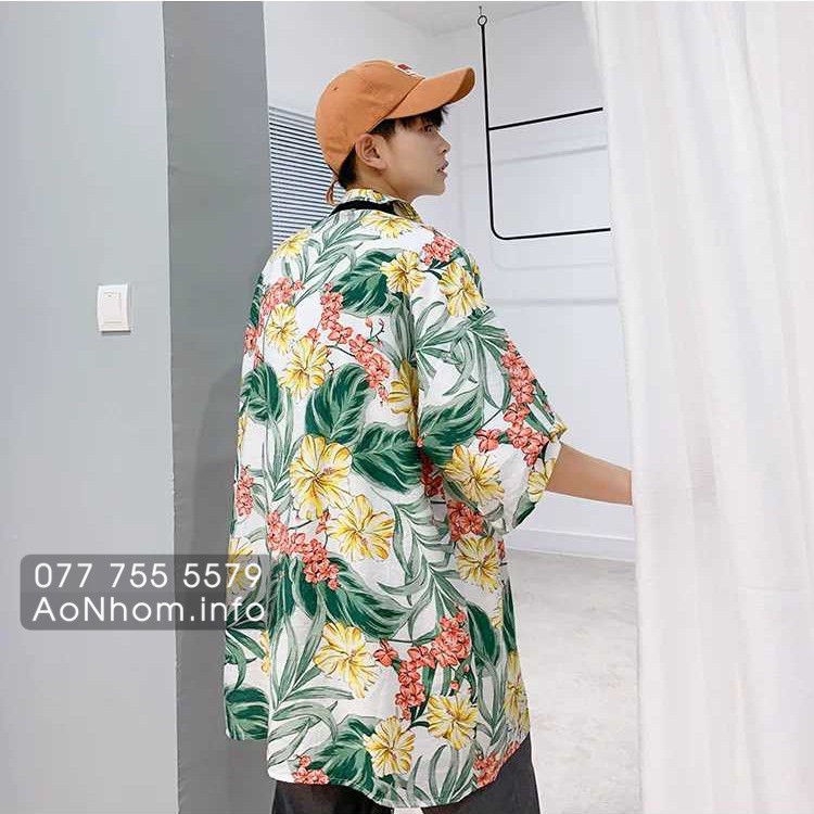 Áo sơ mi đi biển mềm mát - Bông hoa bụt (Đủ size S, M, L, XL, XXL, XXXL, Em Bé, Có Big size trên 100kg)