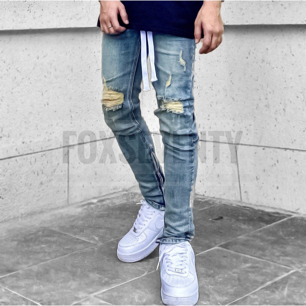 Quần jean zipper rách gối Foxseventy quần jean zip khóa ống co dãn chất jean dày dặn, mã 788ZR | WebRaoVat - webraovat.net.vn