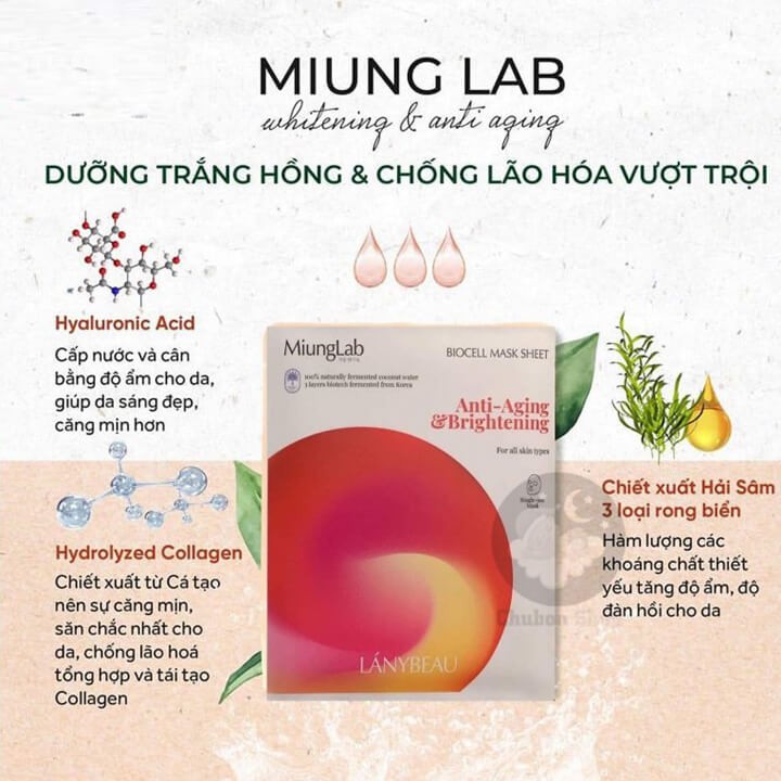 Mặt Nạ Miung Lab Hàn Quốc Chính Hãng, Mặt Nạ Trẻ Hoá Da Căng Bóng, Hộp 7 miếng