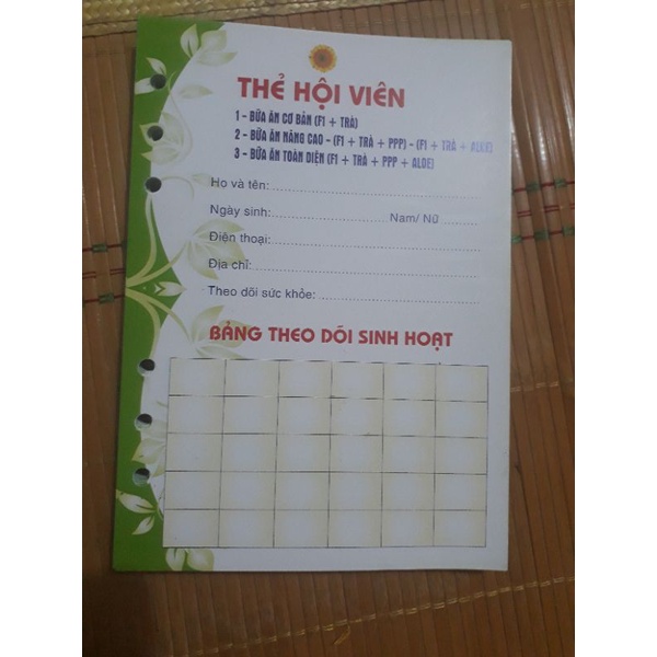 Thẻ hội viên cho nhóm dinh dưỡng herbalife