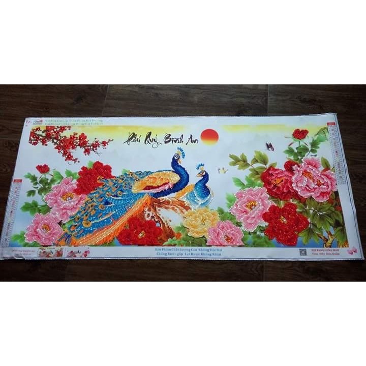 Tranh đính đá phú quý bình an KT:115x52cm , tranh gắn đá chưa gắn.