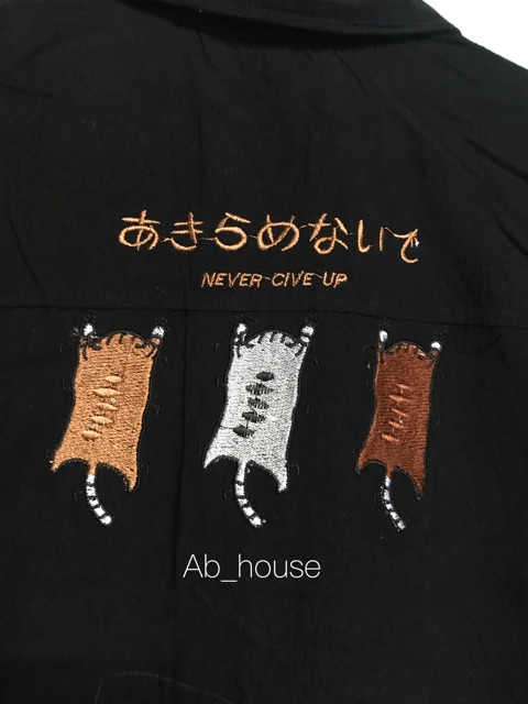 ÁO SƠ MI THÊU 3 CON MÈO UNISEX | BigBuy360 - bigbuy360.vn