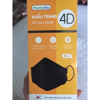 Khẩu trang 4D màu đen Pharmacity 10 cái 1 hộp