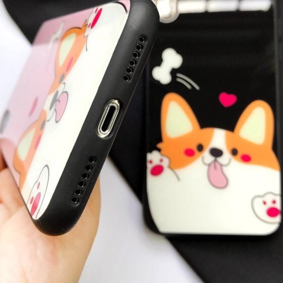 Ốp lưng iphone kính cặp đôi cún yêu case 14plus 14 pro max 13 12 promax 11 mini 6 6s 7 8 plus x xr xs Se