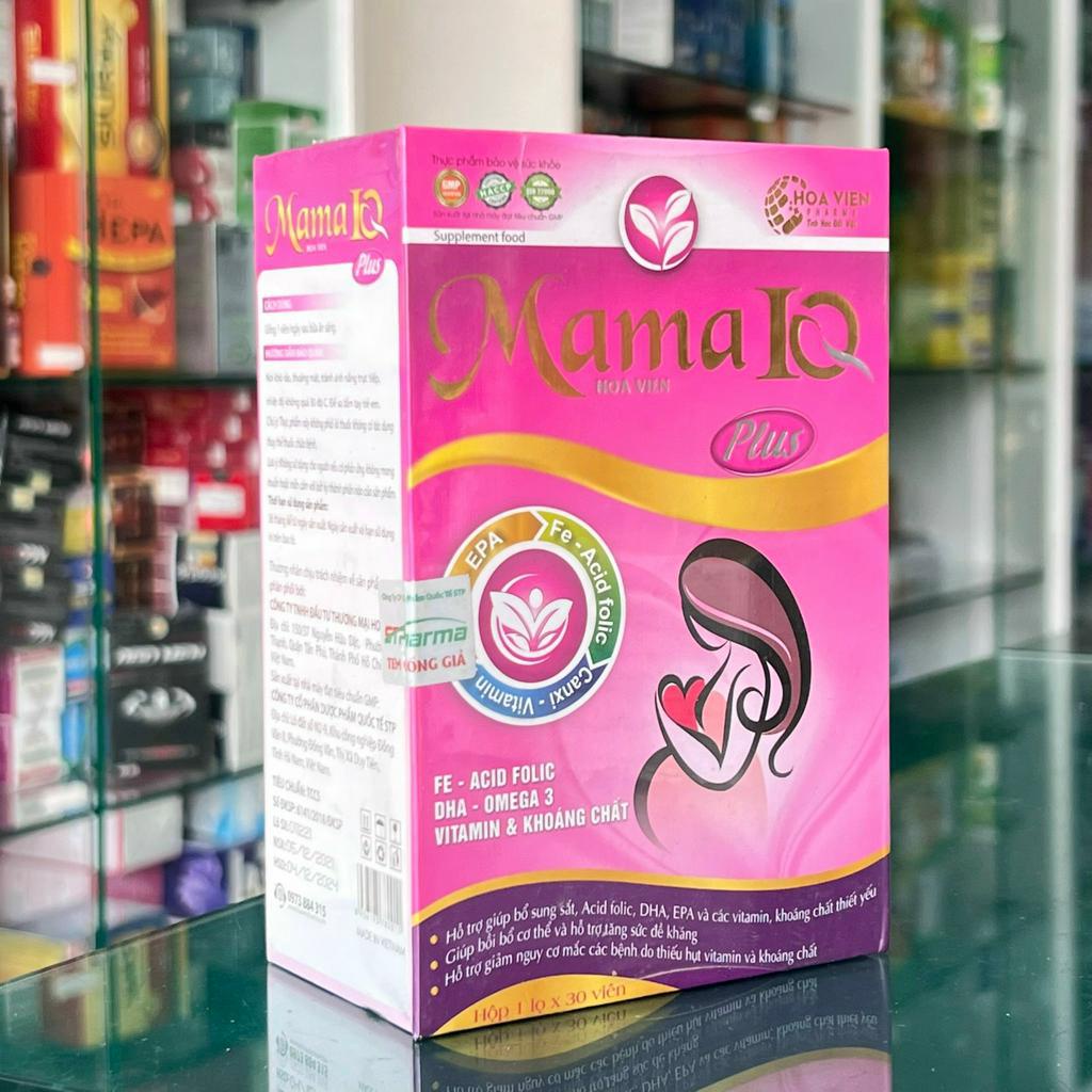Mama IQ Plus Hoa Viên, Hỗ trợ giúp bổ sung sắt-acid folic-DHA-EPA và các vitamin - khoáng chất.