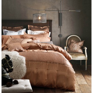 Bộ chăn ga gối lụa hoàng gia luxury 6 món màu be