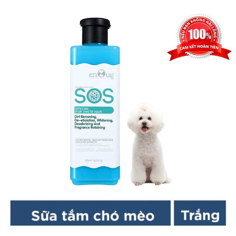 Sữa Tắm Cho Chó Lông Trắng SOS 530ml Màu Xanh Dương Siêu Thơm, Date Dài Hạn