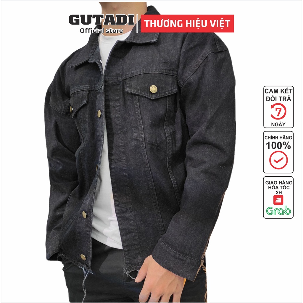 Áo Khoác Jean Nam Nữ Áo Jean Khoác Bò Phong Cách Trẻ Trung Xanh Đen Unisex - GUTADI