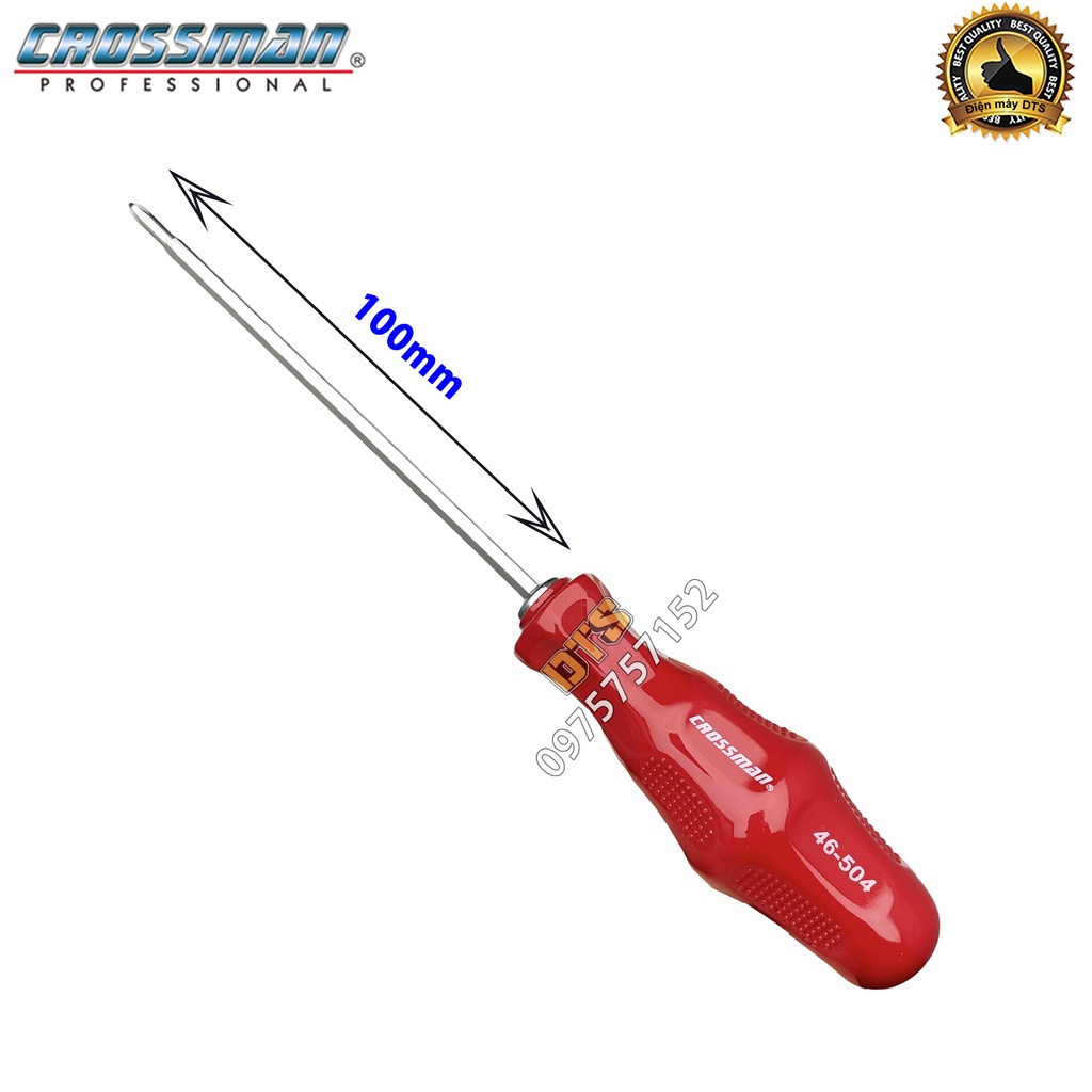 Tô vít 2 đầu cao cấp 4x100mm CROSSMAN 46-504, tua vít dẹp và bake trở đầu thép CR-V siêu cứng đầu hít nam châm vĩnh cửu