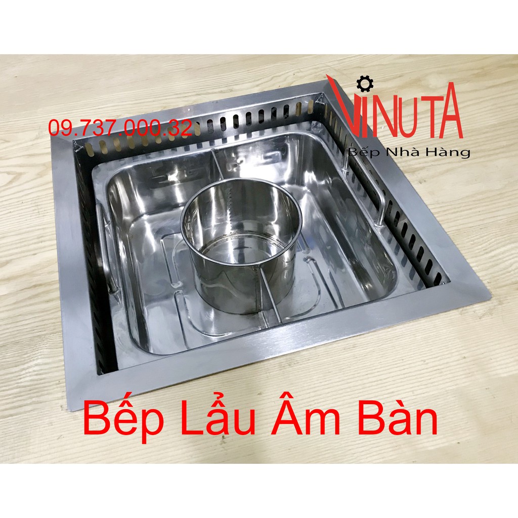 Nồi Lẩu Âm bàn, Bếp Lẩu Điện Từ đơn âm bàm 3000w, bộ nồi nấu lẩu 3 ngăn vuông