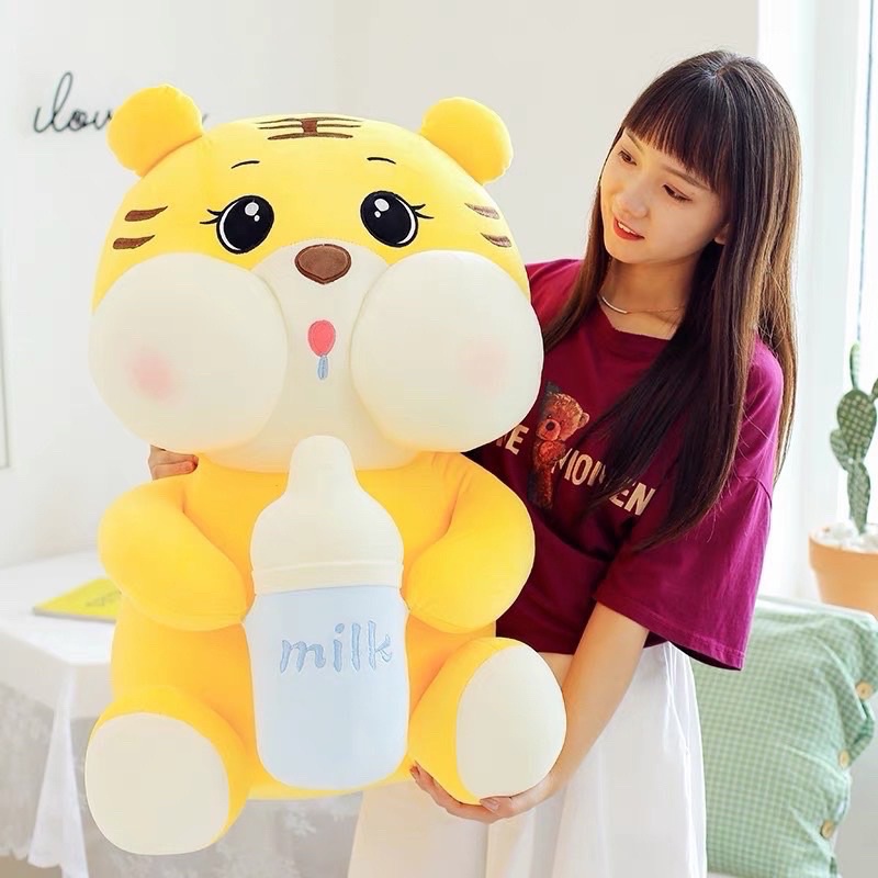 Gấu Bông Heo và HỔ Ôm Bình Sữa Size 80cm Siêu To, Heo Milk Lợn Nhồi Bông Chất Liệu Vải Mịn Cao Cấp Mẹ Chũn Bedding