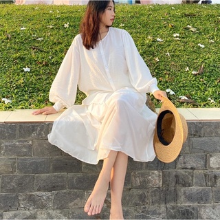 Sundei | áo sơ mi tay phồng cổ tròn basic shirt