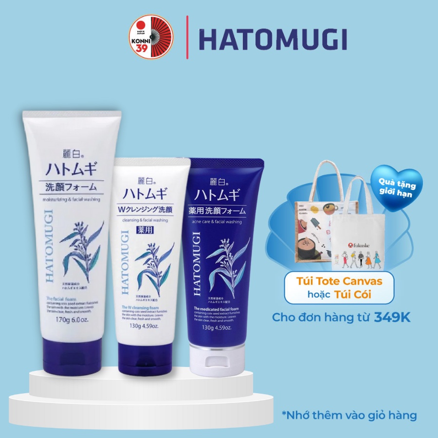 Sữa rửa mặt KUMANO Hatomugi 130g dưỡng ẩm trắng da chiết xuất hạt ý dĩ Nhật - KONNI39