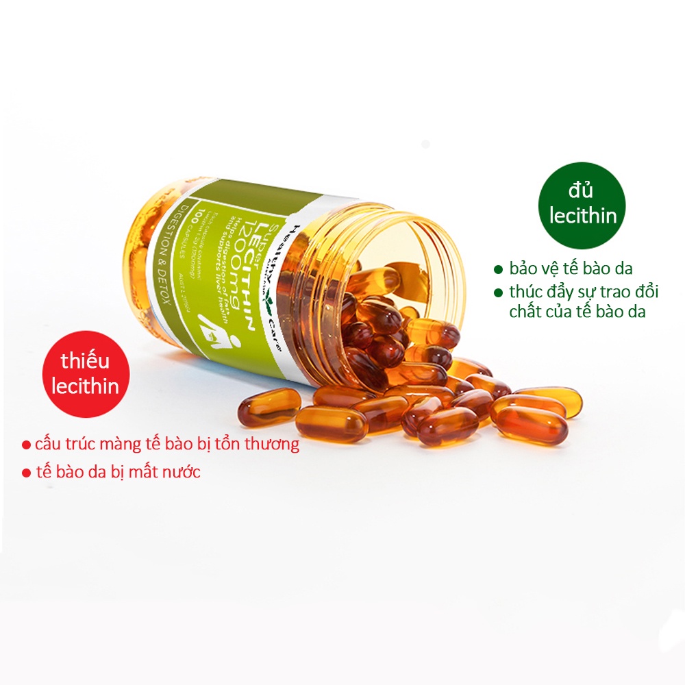 Mầm đậu nành Healthy Care Super Lecithin đẹp da, đào thải độc tố gan, cân bằng nội tiết tố, hàng mới