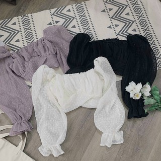 Áo croptop voan bi chéo bụng