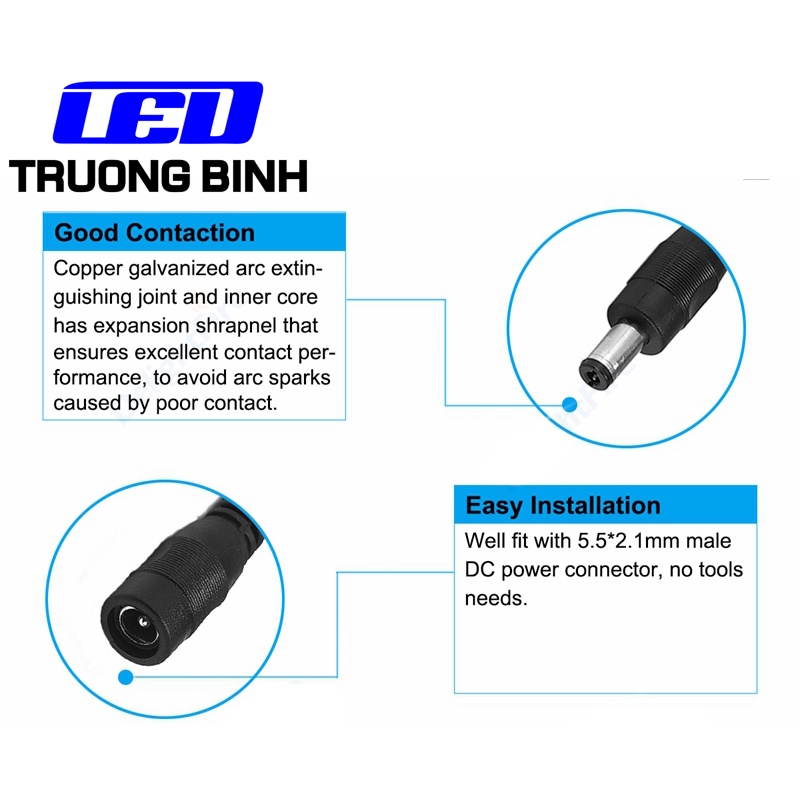 ĐẦU NỐI ĐỰC CÁI DC 5521 CHO ĐIỆN ÁP DC DƯỚI 36V