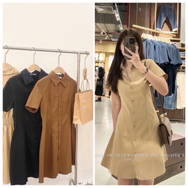 Đầm sơ mi nữ bo eo dáng thanh lịch