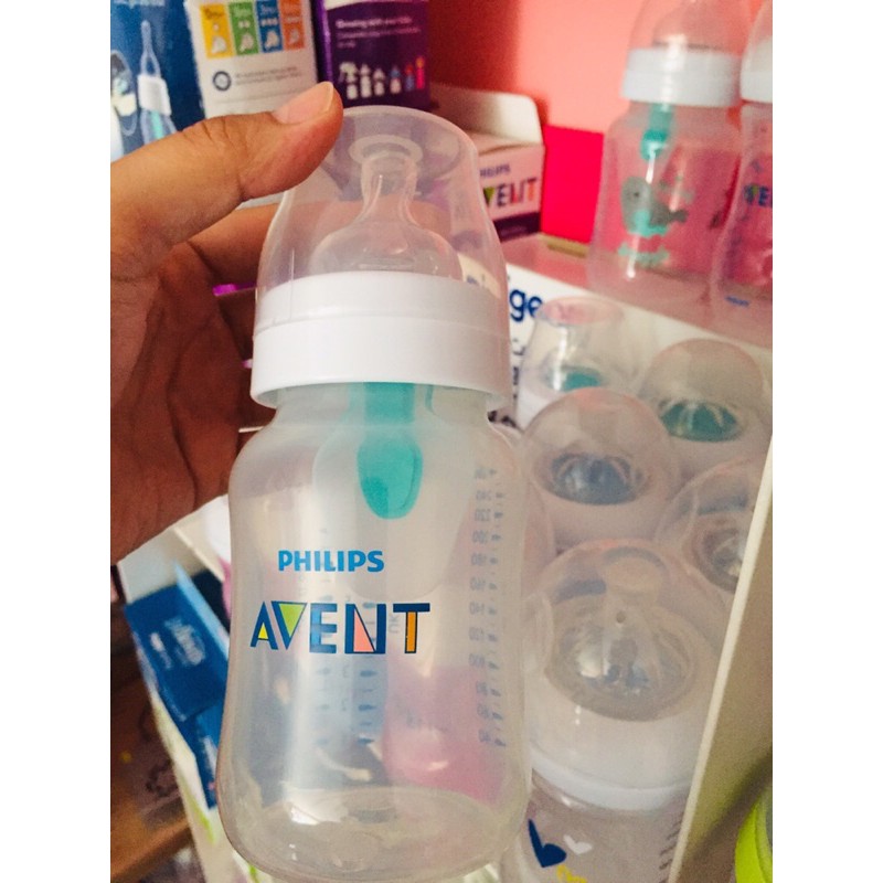 Bình Avent thế hệ mới 260ml van chống sặc kèm núm theo bình