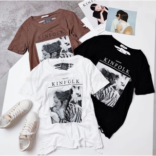 BÁN SỈ ÁO PHÔNG CHỮ KINF 3 MÀU ĐEN TRẮNG NÂU CHO NỮ Fashion