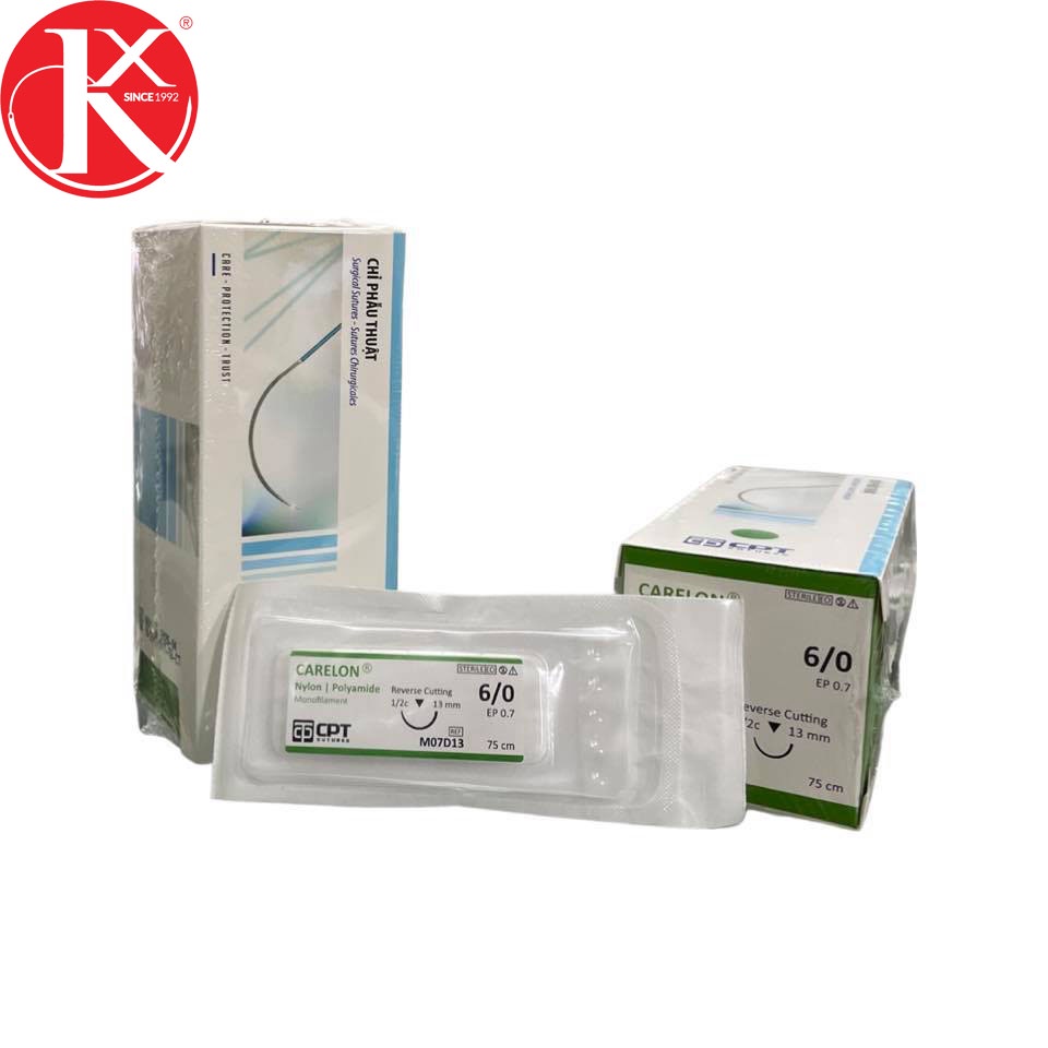 CHỈ PHẪU THUẬT KHÔNG TIÊU DÙNG TRONG THẨM MỸ CPT CARELON NYLON Số 6/0 - M07D13/ M07D13 / M07E13