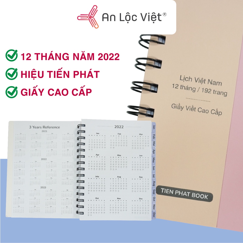 Sổ lò xo Agenda Weekly A5 Trắng mịn có lịch ngày tháng