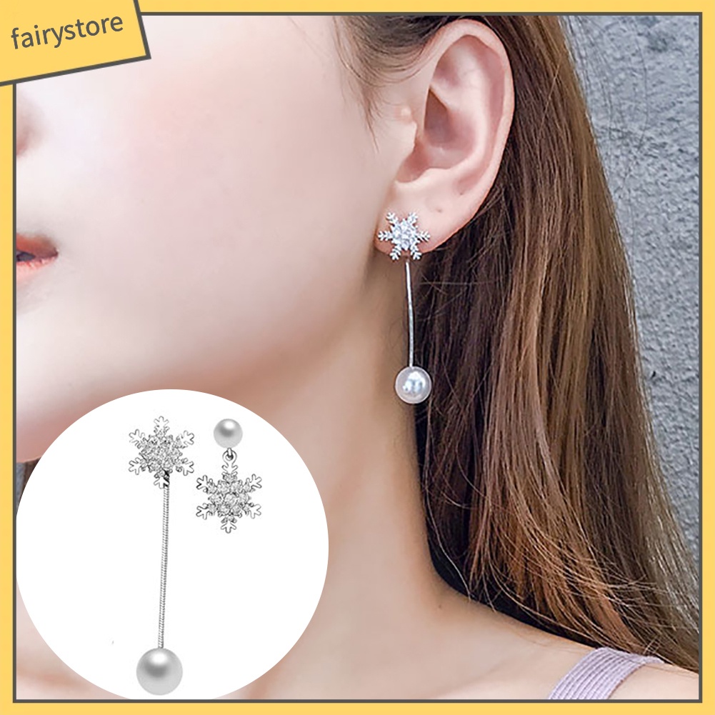 Đôi Khuyên Tai Dài Tạo Hình Hoa Tuyết Thời Trang Cho Nữ