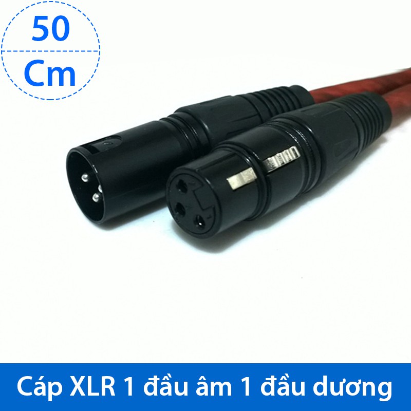 Dây cáp XLR/Cannon 1 đầu âm 1 đầu dương loại ngắn 0.5 mét dùng chuyển âm thanh cho Mixer, Bộ trộn, Amplifer, Microphhone