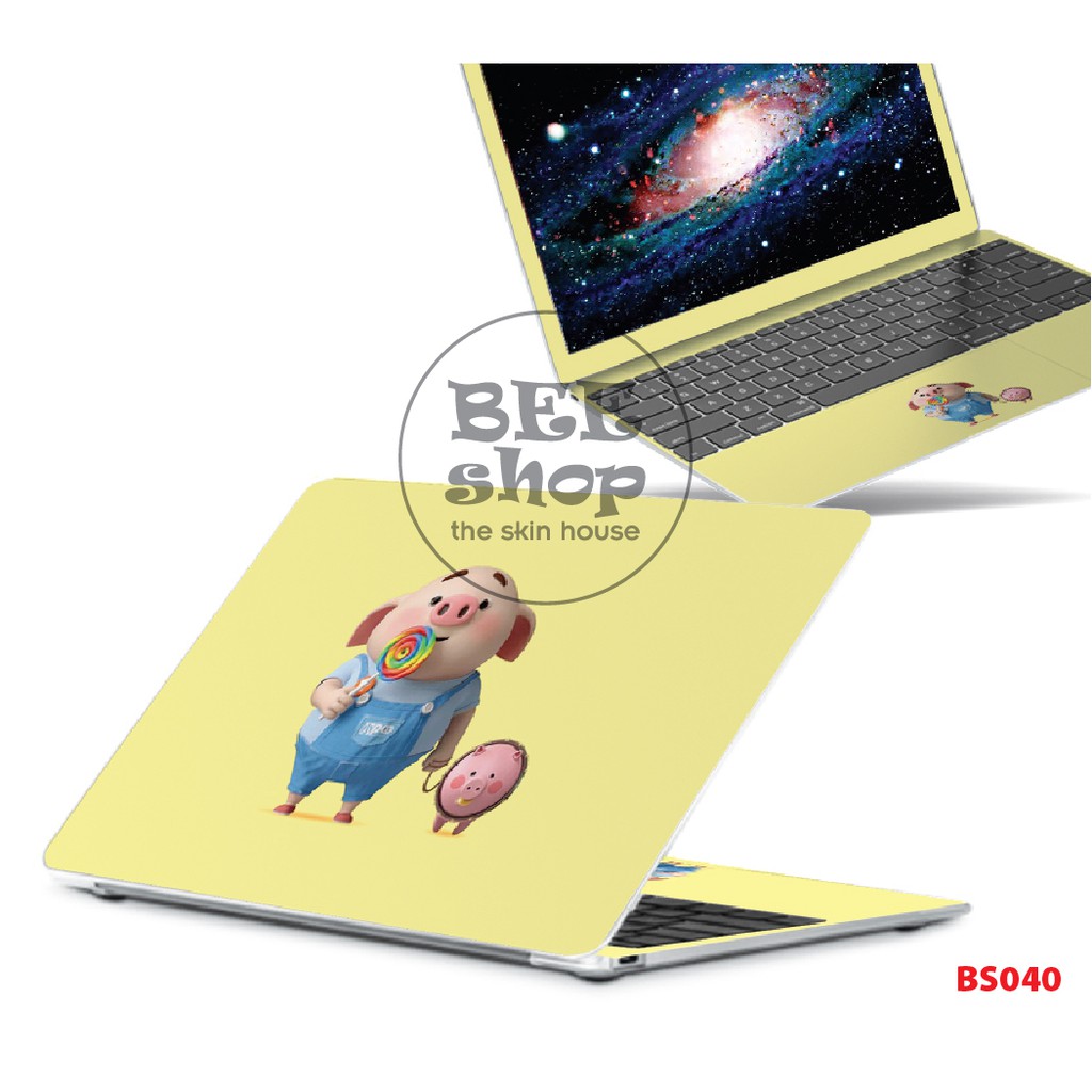 Decal dán laptop BEE SHOP mẫu  CUTE PIG cho Macbook/HP/ Acer/ Dell /ASUS