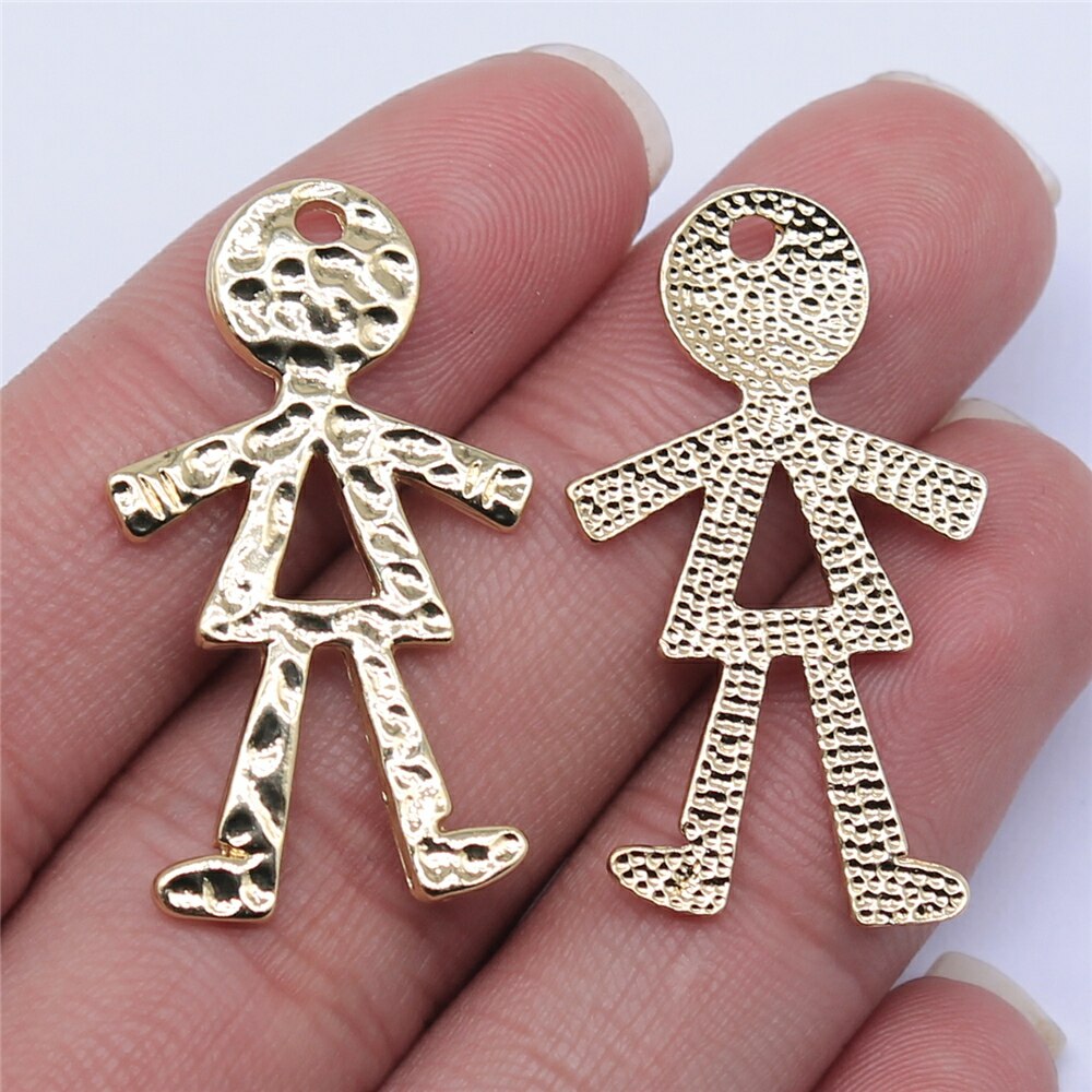 CHARMS Bộ 10 Mặt Dây Chuyền Màu Vàng Hình Bé Trai & Gái