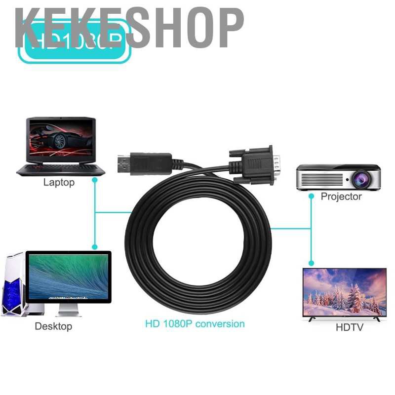 Kekeshop 1.8m HD 1080P DisplayPort DP to VGA Cable Converter Adapter for PC Laptop