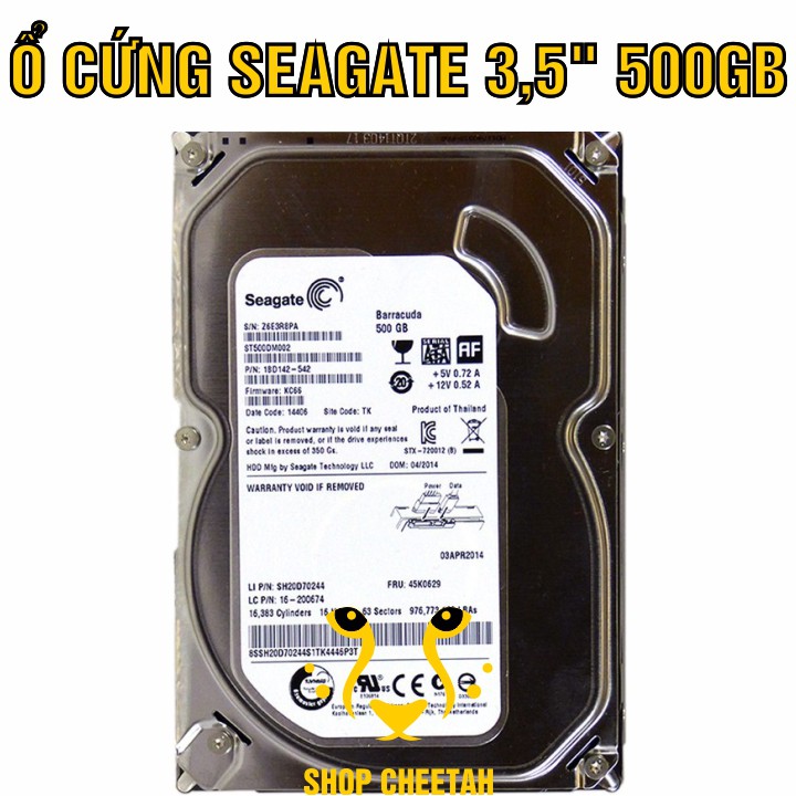 HDD 3.5” Seagate 500GB – Ổ cứng PC chính hãng – Mới 99% – Bảo hành 1 tháng – Tháo từ máy đồng bộ nhập khẩu