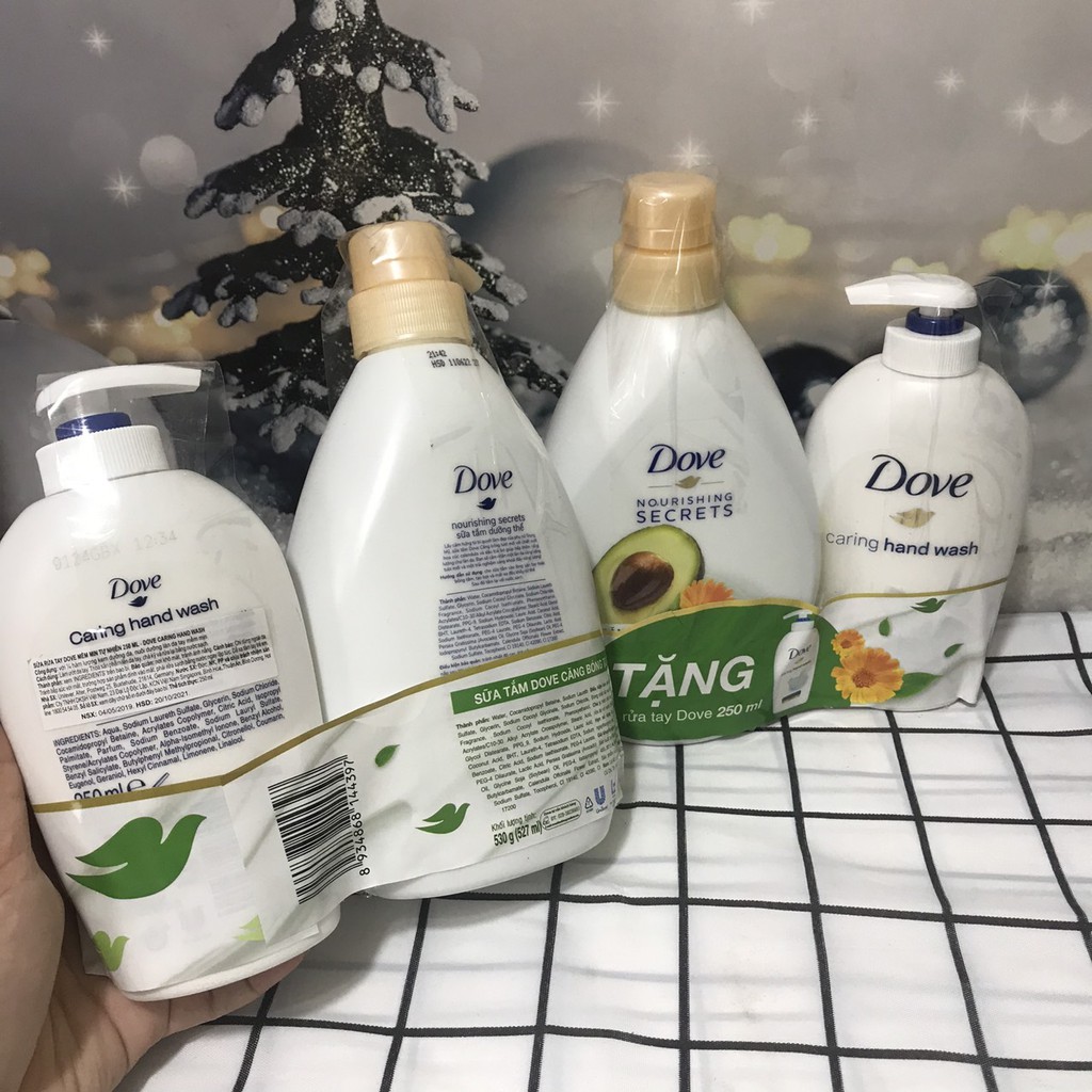 [MUA 1 TẶNG 1] Sữa tắm dưỡng thể Dove Căng bóng tươi mới chiết xuất trái bơ (Xanh lá) 530g tặng kèm sữa rửa tay dove 250