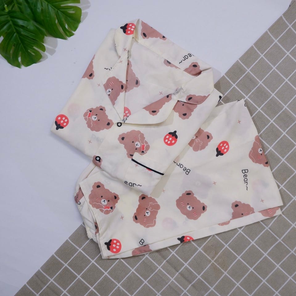 Đồ ngủ pijama, pijama dài tay nữ kate thái freesize 45-65kg mặc nhà siêu thoáng mát | BigBuy360 - bigbuy360.vn
