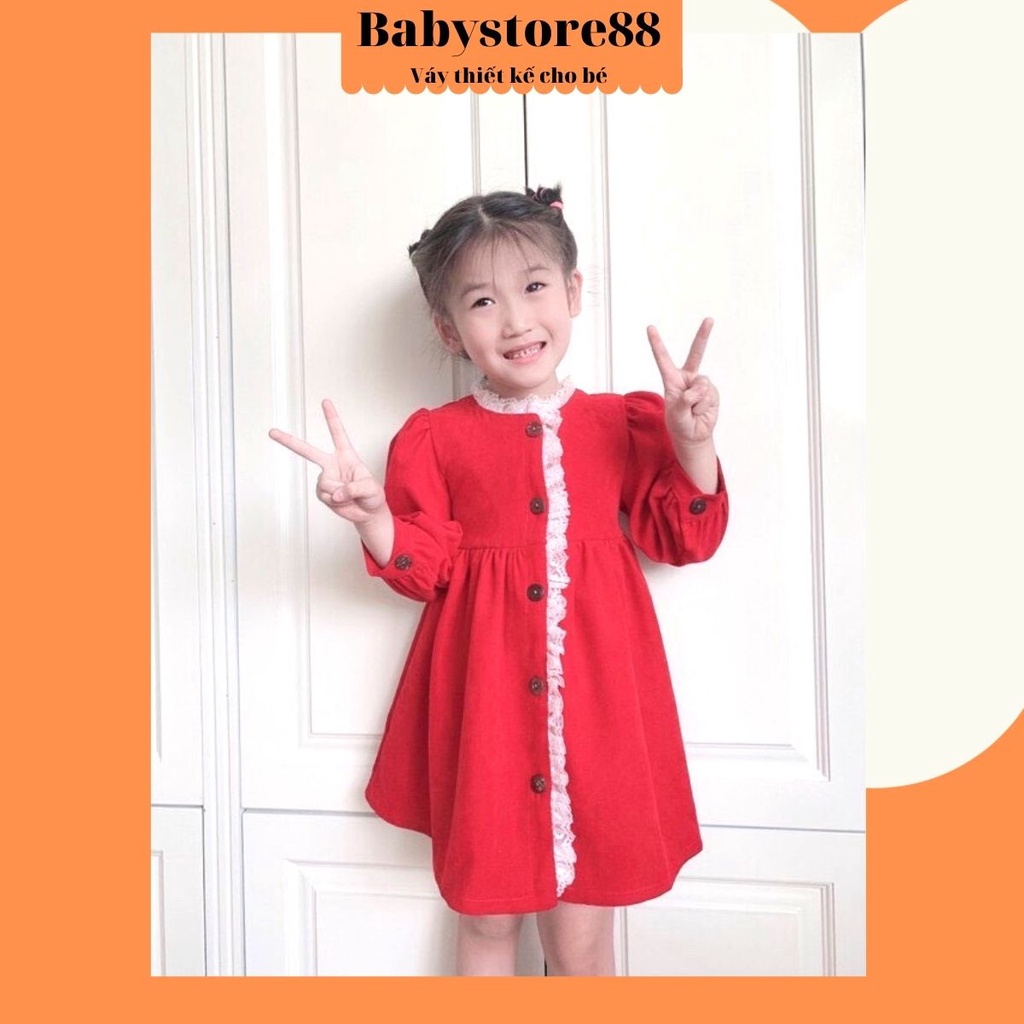 Váy cho bé gái sơ sinh, 0,1,2,3,4,5,6,7,8 tuổi Babystore88, đầm nhung bé gái thu đông dài tay hàng thiết kế V62