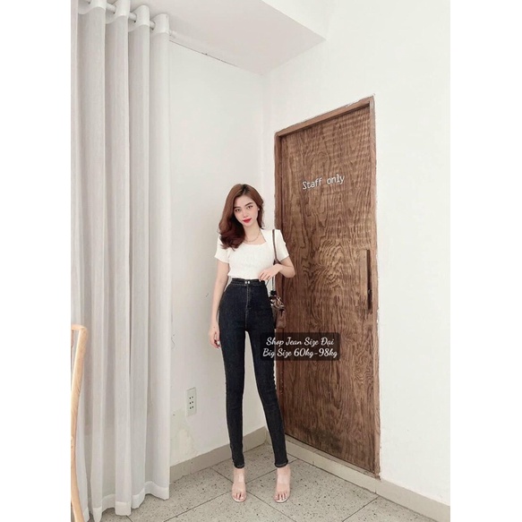Quần Jeans BigSize Màu Xám Đen, Quần Bò BigSize Cạp Cao