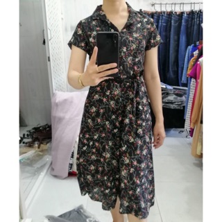 Jum cổ sơmi ống lửng hoạ tiết hoa dây eo chất mềm mịn mát mẻ đủ sz